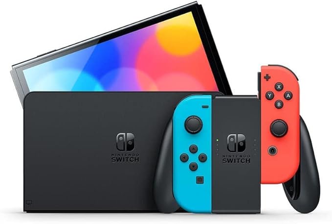 Console Nintendo Switch OLED avec paire de Joy-Cons Bleu et Rouge Néon
