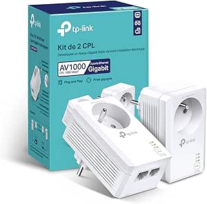 [6935364089115] Kit CPL TP-Link 1000 Mbps (1 Port Gigabit et Prise Intégrée) Pack de 2
